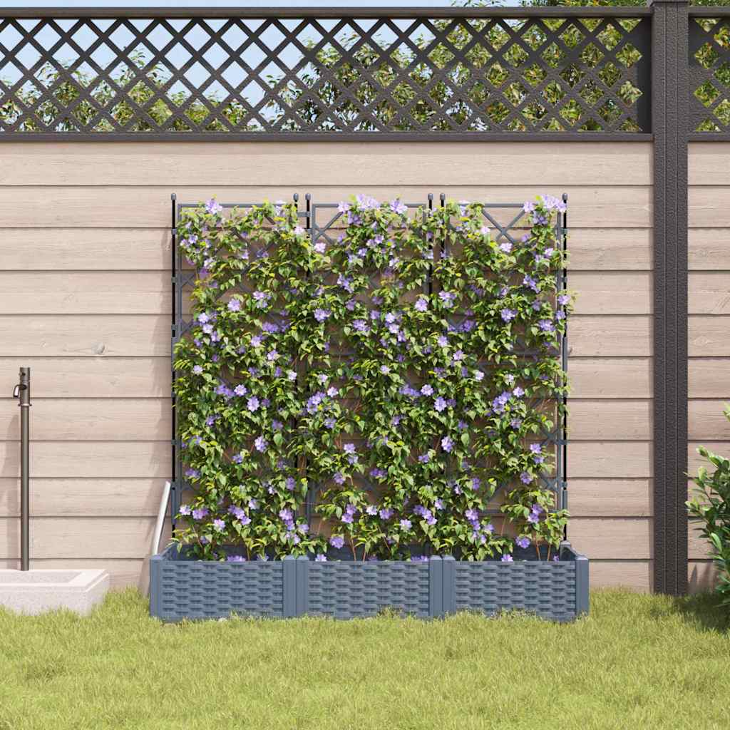 Trädgårdsplanterare 3 pcs Ljusgrå 120 x 40 x 125,5 cm Plast