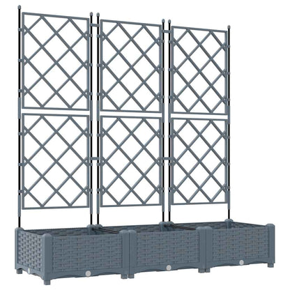 Trädgårdsplanterare 3 pcs Ljusgrå 120 x 40 x 125,5 cm Plast