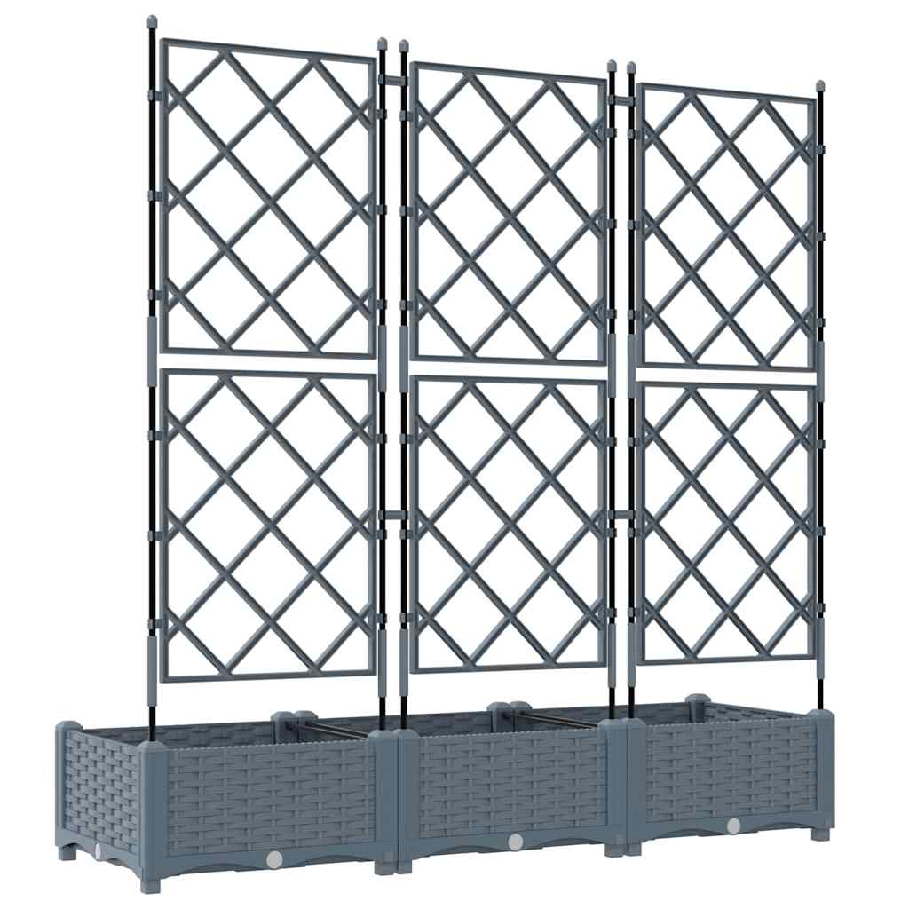 Trädgårdsplanterare 3 pcs Ljusgrå 120 x 40 x 125,5 cm Plast