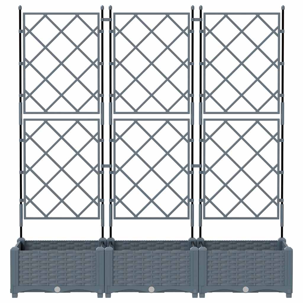 Trädgårdsplanterare 3 pcs Ljusgrå 120 x 40 x 125,5 cm Plast