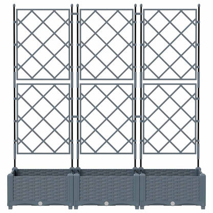 Trädgårdsplanterare 3 pcs Ljusgrå 120 x 40 x 125,5 cm Plast