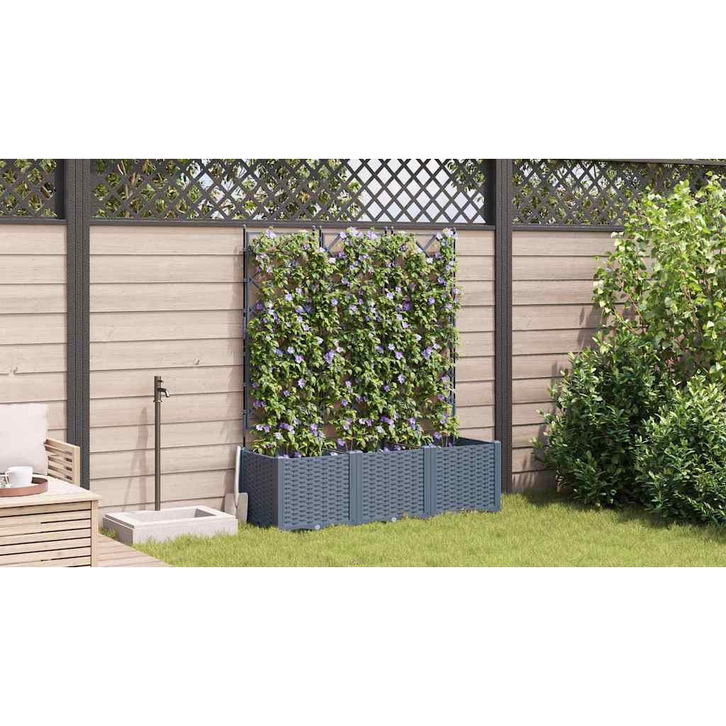 Trädgårdsplanterare 3 pcs Ljusgrå 120 x 40 x 143 cm Plast