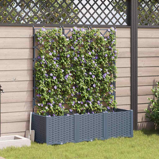 Trädgårdsplanterare 3 pcs Ljusgrå 120 x 40 x 143 cm Plast