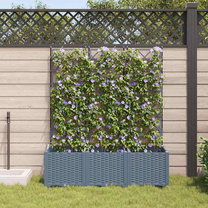 Trädgårdsplanterare 3 pcs Ljusgrå 120 x 40 x 143 cm Plast