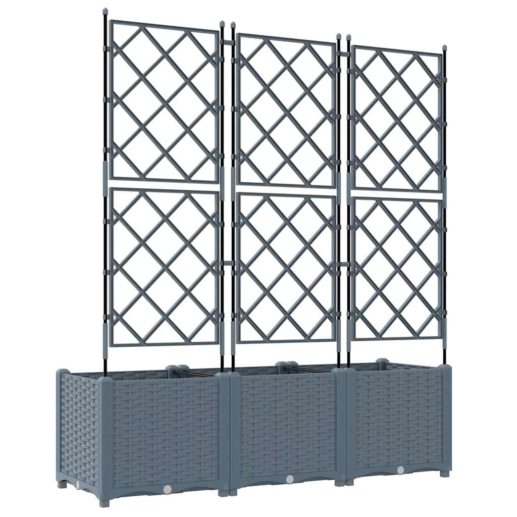 Trädgårdsplanterare 3 pcs Ljusgrå 120 x 40 x 143 cm Plast