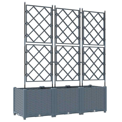 Trädgårdsplanterare 3 pcs Ljusgrå 120 x 40 x 143 cm Plast