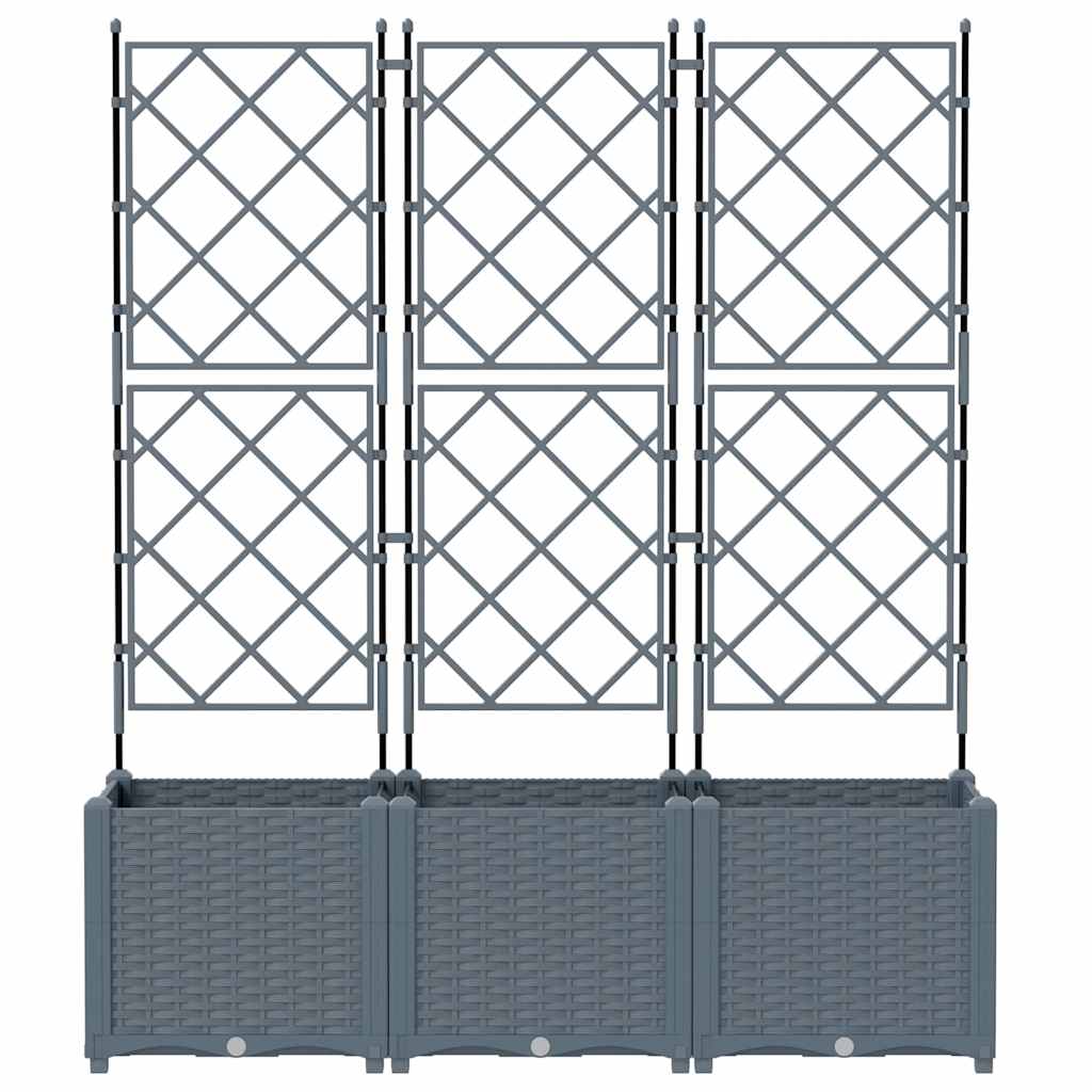 Trädgårdsplanterare 3 pcs Ljusgrå 120 x 40 x 143 cm Plast