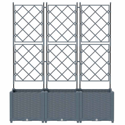 Trädgårdsplanterare 3 pcs Ljusgrå 120 x 40 x 143 cm Plast