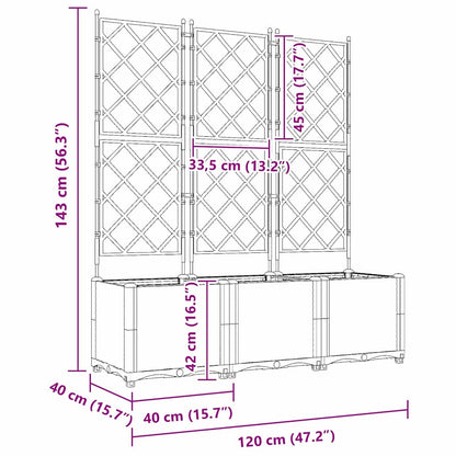 Trädgårdsplanterare 3 pcs Ljusgrå 120 x 40 x 143 cm Plast