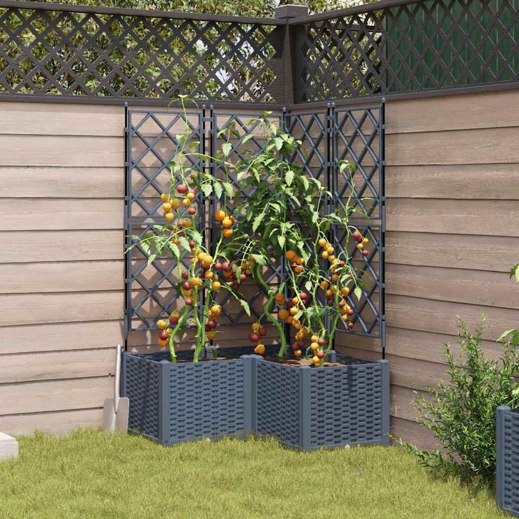 Trädgårdsplanterare 3 pcs Ljusgrå 80 x 80 x 143 cm Plast