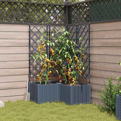 Trädgårdsplanterare 3 pcs Ljusgrå 80 x 80 x 143 cm Plast