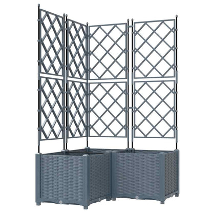 Trädgårdsplanterare 3 pcs Ljusgrå 80 x 80 x 143 cm Plast