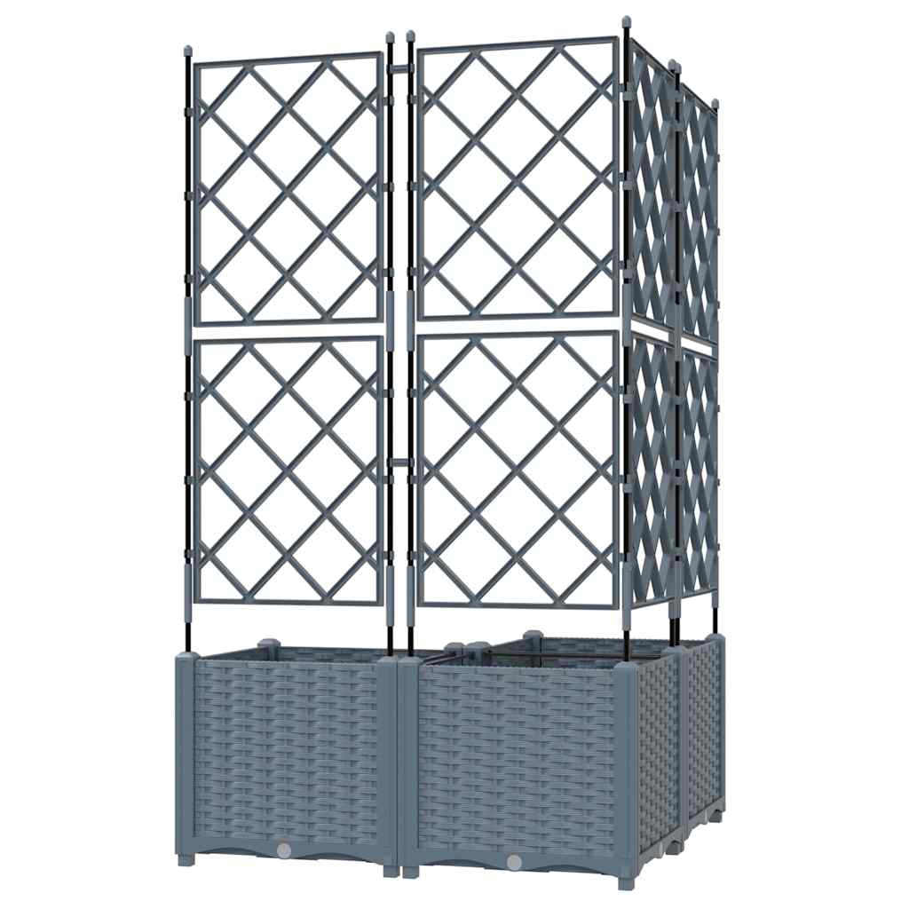 Trädgårdsplanterare 3 pcs Ljusgrå 80 x 80 x 143 cm Plast