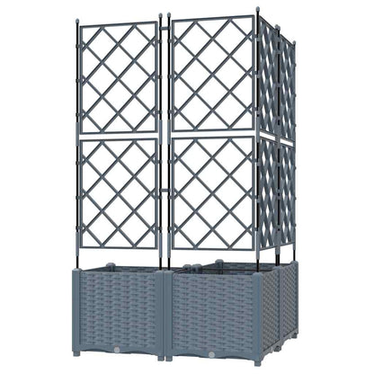Trädgårdsplanterare 3 pcs Ljusgrå 80 x 80 x 143 cm Plast
