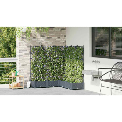 Trädgårdsplanterare 5 pcs Ljusgrå 120 x 120 x 125,5 cm Plast