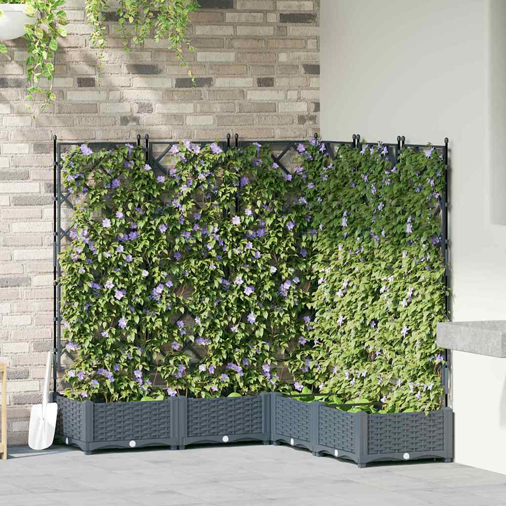 Trädgårdsplanterare 5 pcs Ljusgrå 120 x 120 x 125,5 cm Plast