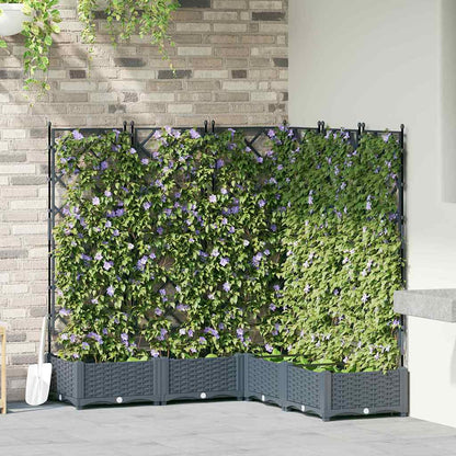 Trädgårdsplanterare 5 pcs Ljusgrå 120 x 120 x 125,5 cm Plast