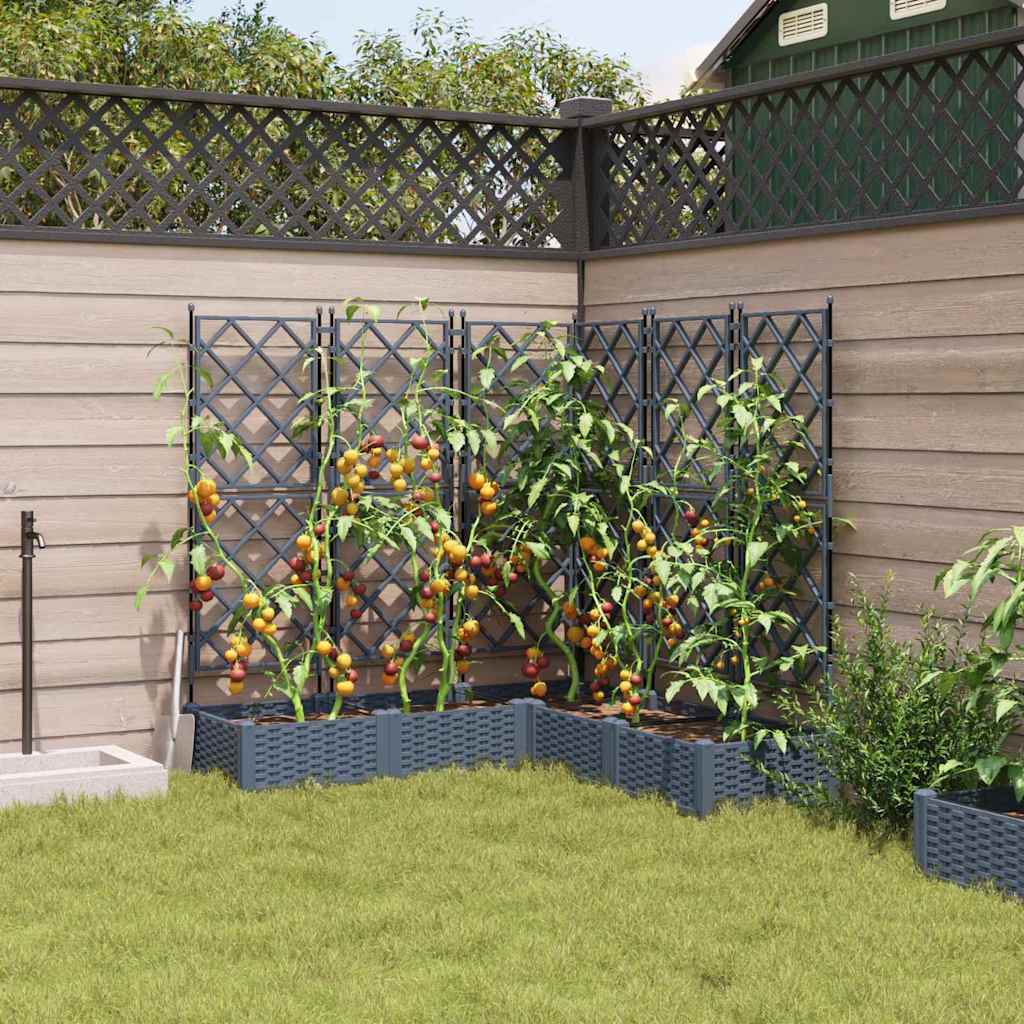 Trädgårdsplanterare 5 pcs Ljusgrå 120 x 120 x 125,5 cm Plast