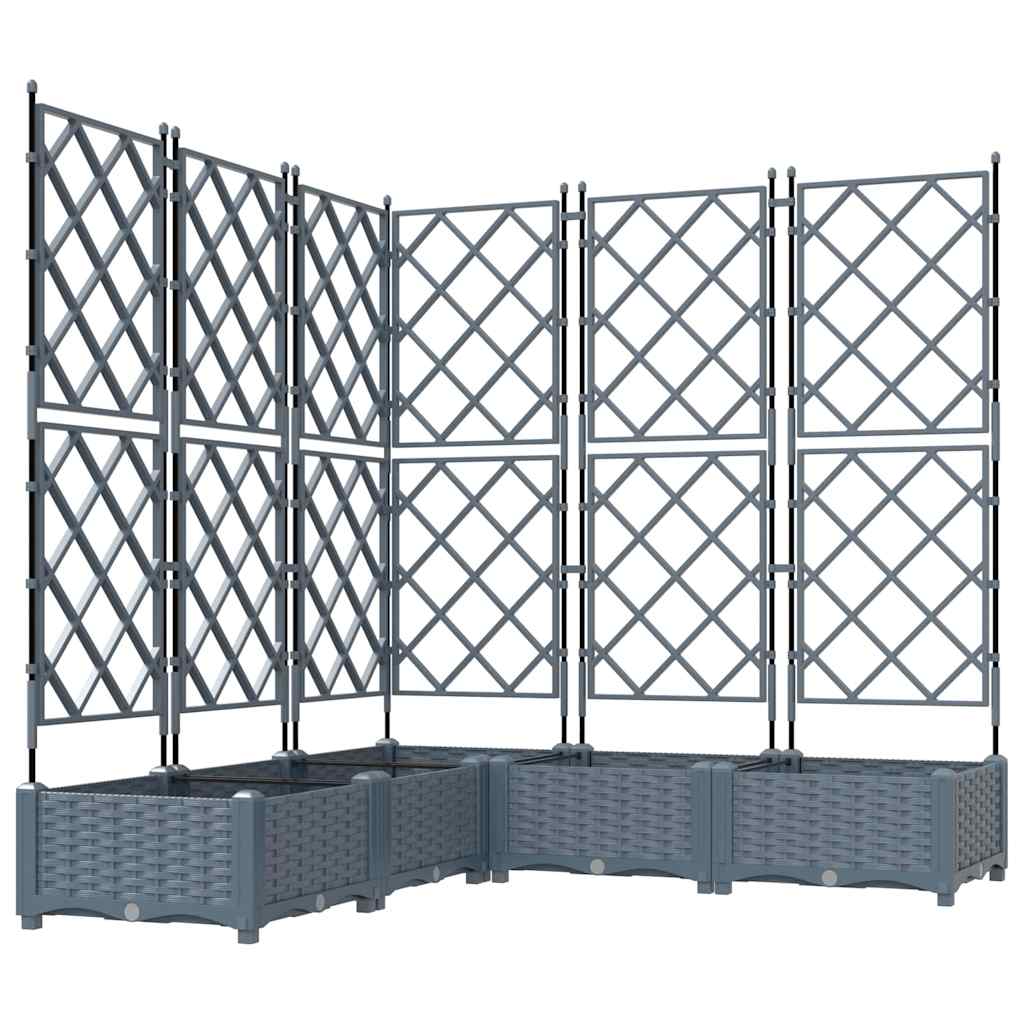 Trädgårdsplanterare 5 pcs Ljusgrå 120 x 120 x 125,5 cm Plast