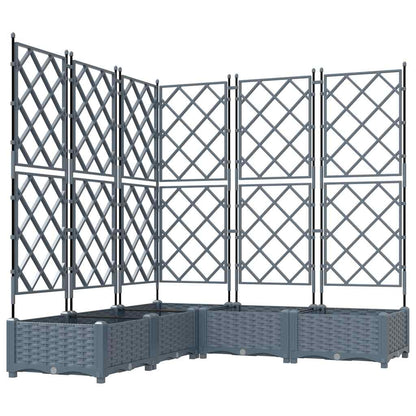 Trädgårdsplanterare 5 pcs Ljusgrå 120 x 120 x 125,5 cm Plast