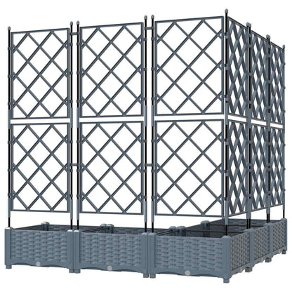 Trädgårdsplanterare 5 pcs Ljusgrå 120 x 120 x 125,5 cm Plast