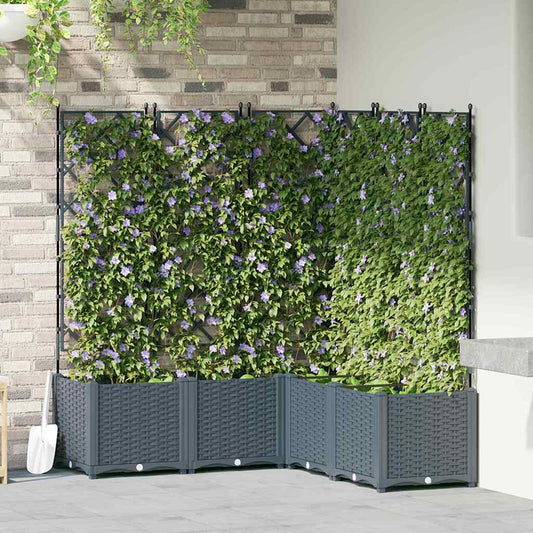 Trädgårdsplanterare 5 pcs Ljusgrå 120 x 120 x 143 cm Plast