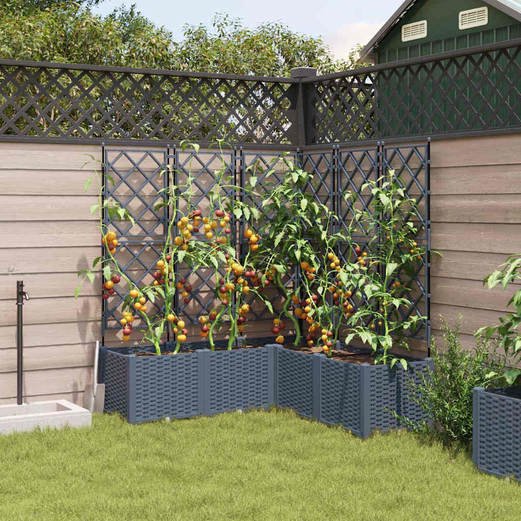 Trädgårdsplanterare 5 pcs Ljusgrå 120 x 120 x 143 cm Plast
