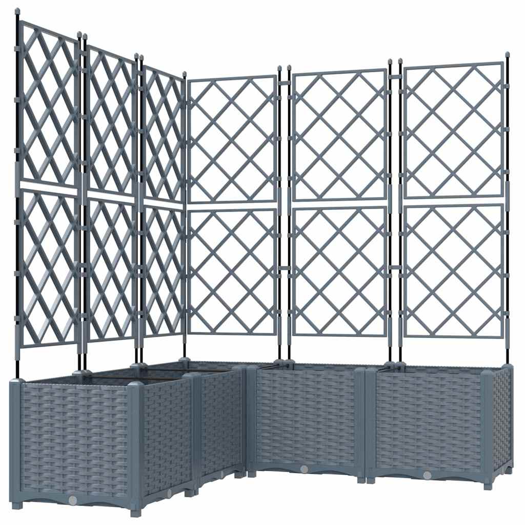 Trädgårdsplanterare 5 pcs Ljusgrå 120 x 120 x 143 cm Plast