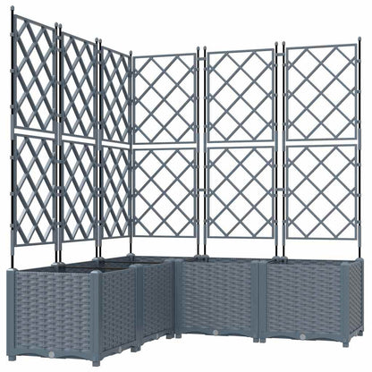 Trädgårdsplanterare 5 pcs Ljusgrå 120 x 120 x 143 cm Plast