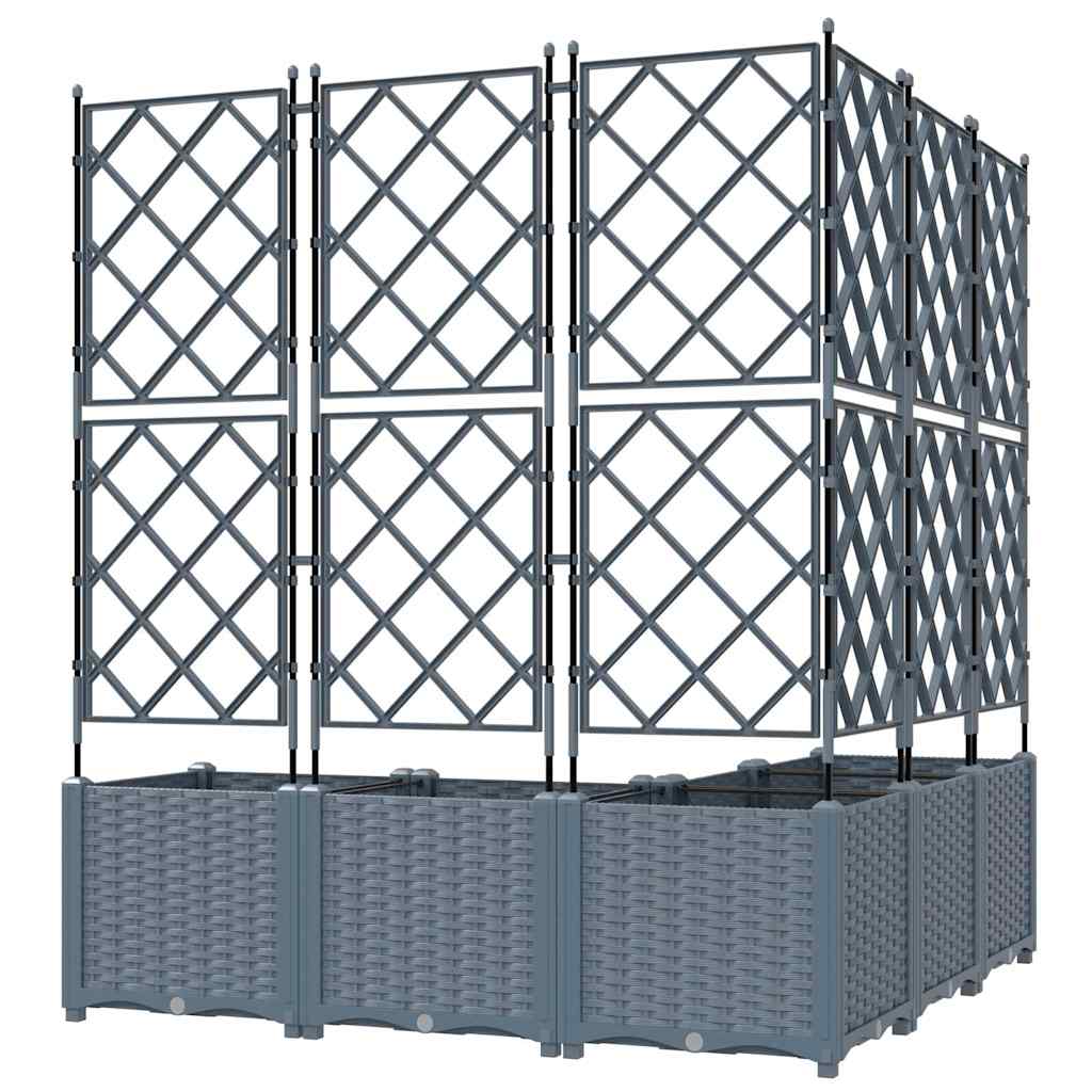 Trädgårdsplanterare 5 pcs Ljusgrå 120 x 120 x 143 cm Plast