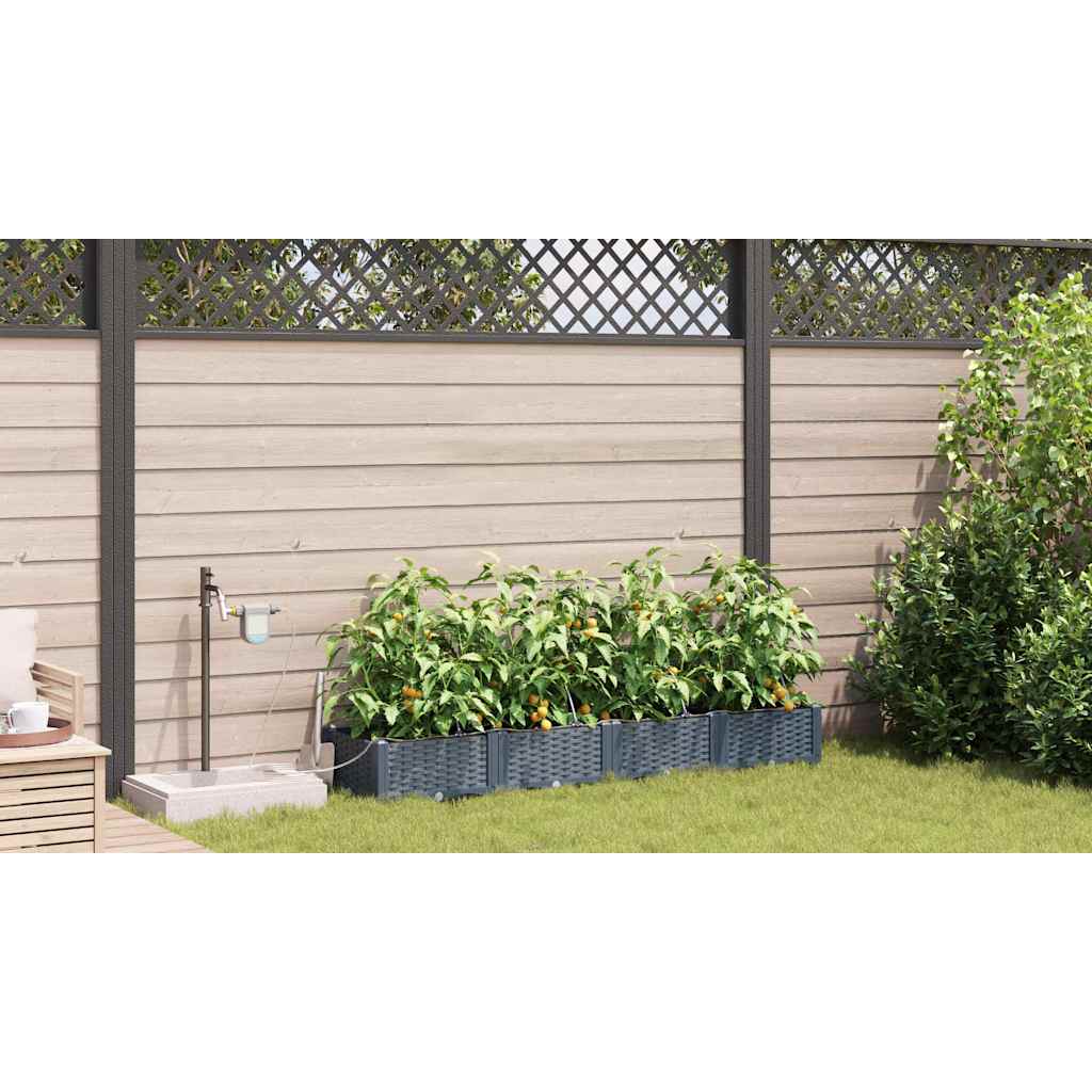 Trädgårdsplanterare 4 pcs Ljusgrå 160 x 40 x 22 cm Plast