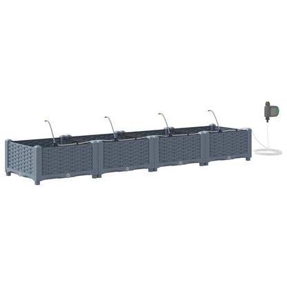 Trädgårdsplanterare 4 pcs Ljusgrå 160 x 40 x 22 cm Plast
