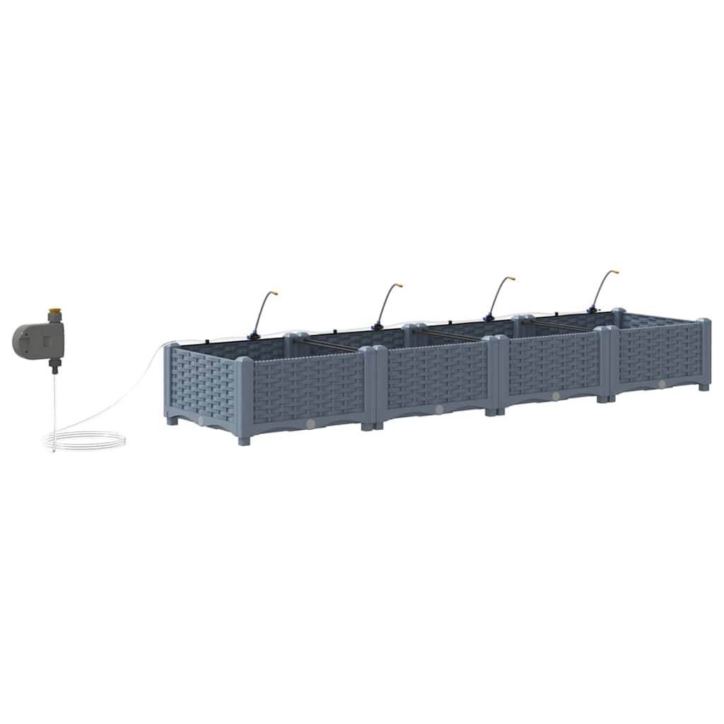 Trädgårdsplanterare 4 pcs Ljusgrå 160 x 40 x 22 cm Plast