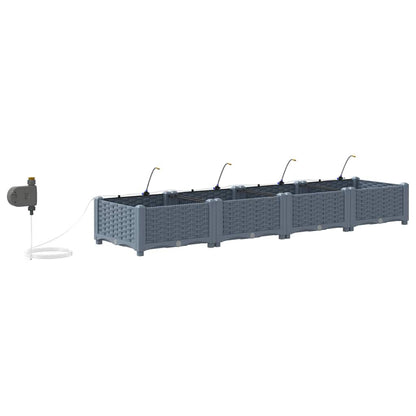 Trädgårdsplanterare 4 pcs Ljusgrå 160 x 40 x 22 cm Plast