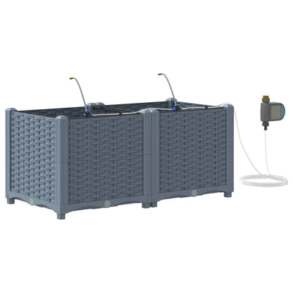 Trädgårdsplanterare 2 pcs Ljusgrå 80 x 40 x 37,5 cm Plast