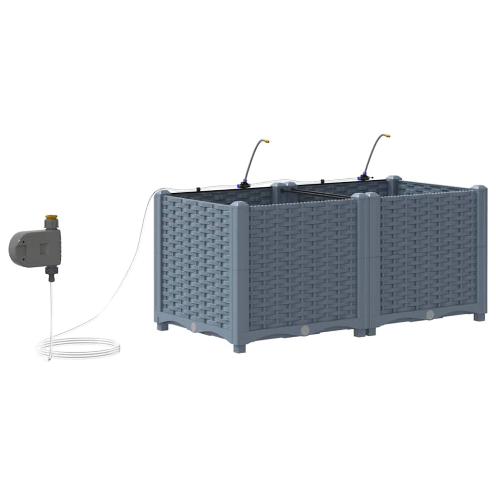 Trädgårdsplanterare 2 pcs Ljusgrå 80 x 40 x 37,5 cm Plast