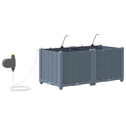 Trädgårdsplanterare 2 pcs Ljusgrå 80 x 40 x 37,5 cm Plast