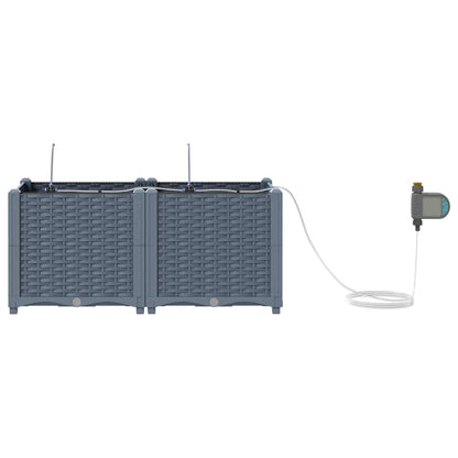 Trädgårdsplanterare 2 pcs Ljusgrå 80 x 40 x 37,5 cm Plast