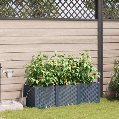 Trädgårdsplanterare 3 pcs Ljusgrå 120 x 40 x 37,5 cm Plast