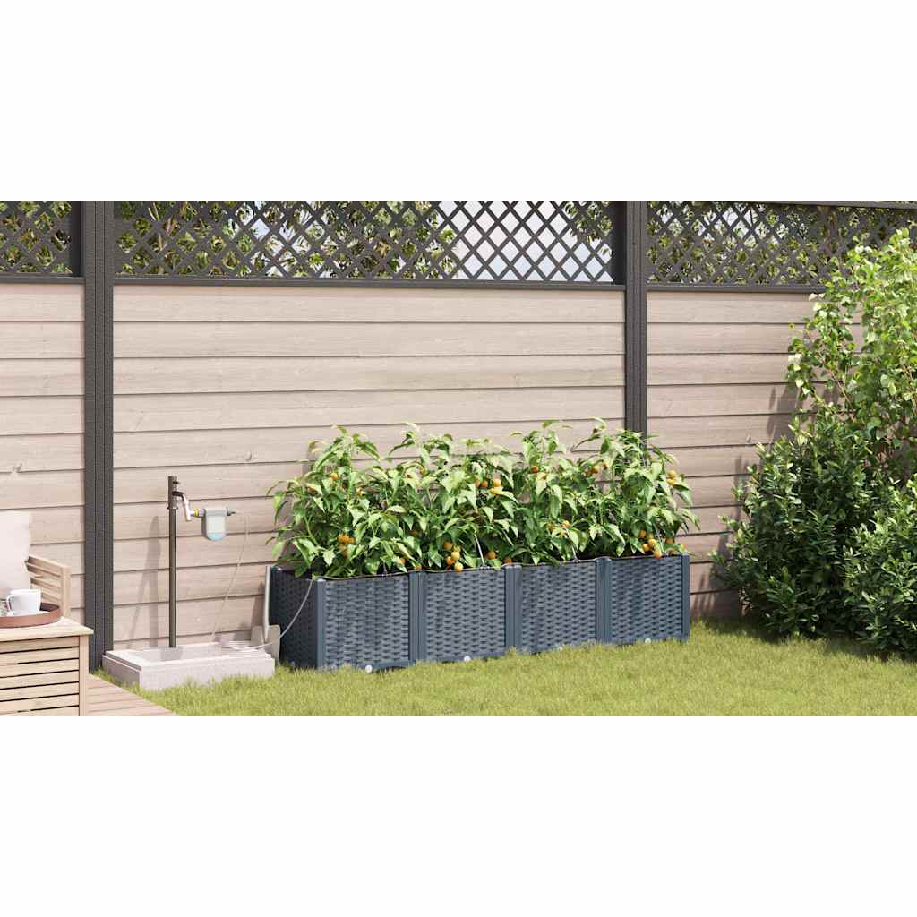 Trädgårdsplanterare 4 pcs Ljusgrå 160 x 40 x 37,5 cm Plast