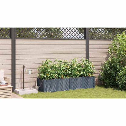 Trädgårdsplanterare 4 pcs Ljusgrå 160 x 40 x 37,5 cm Plast