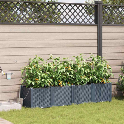 Trädgårdsplanterare 4 pcs Ljusgrå 160 x 40 x 37,5 cm Plast