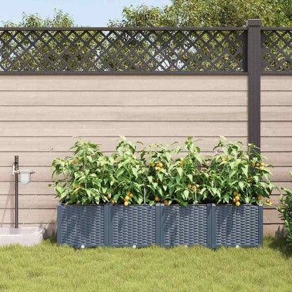 Trädgårdsplanterare 4 pcs Ljusgrå 160 x 40 x 37,5 cm Plast