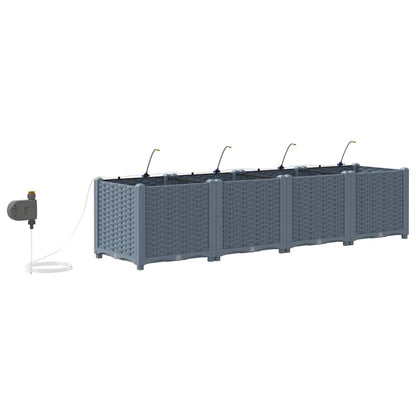 Trädgårdsplanterare 4 pcs Ljusgrå 160 x 40 x 37,5 cm Plast