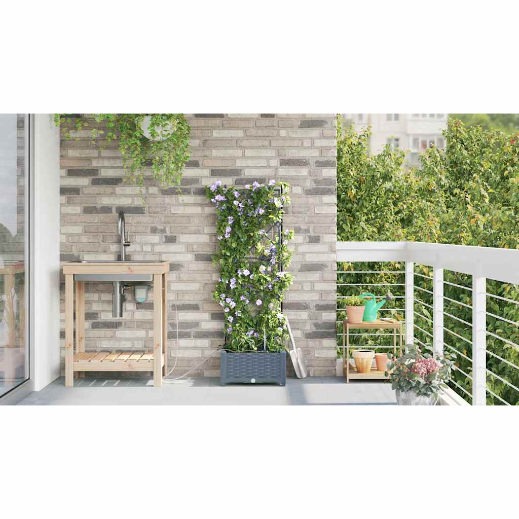 Trädgårdsplanterare Ljusgrå 40 x 40 x 126 cm Plast