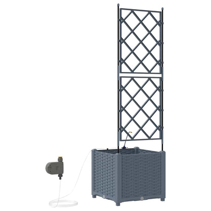 Trädgårdsplanterare 2 pcs Ljusgrå 40 x 40 x 142 cm Plast