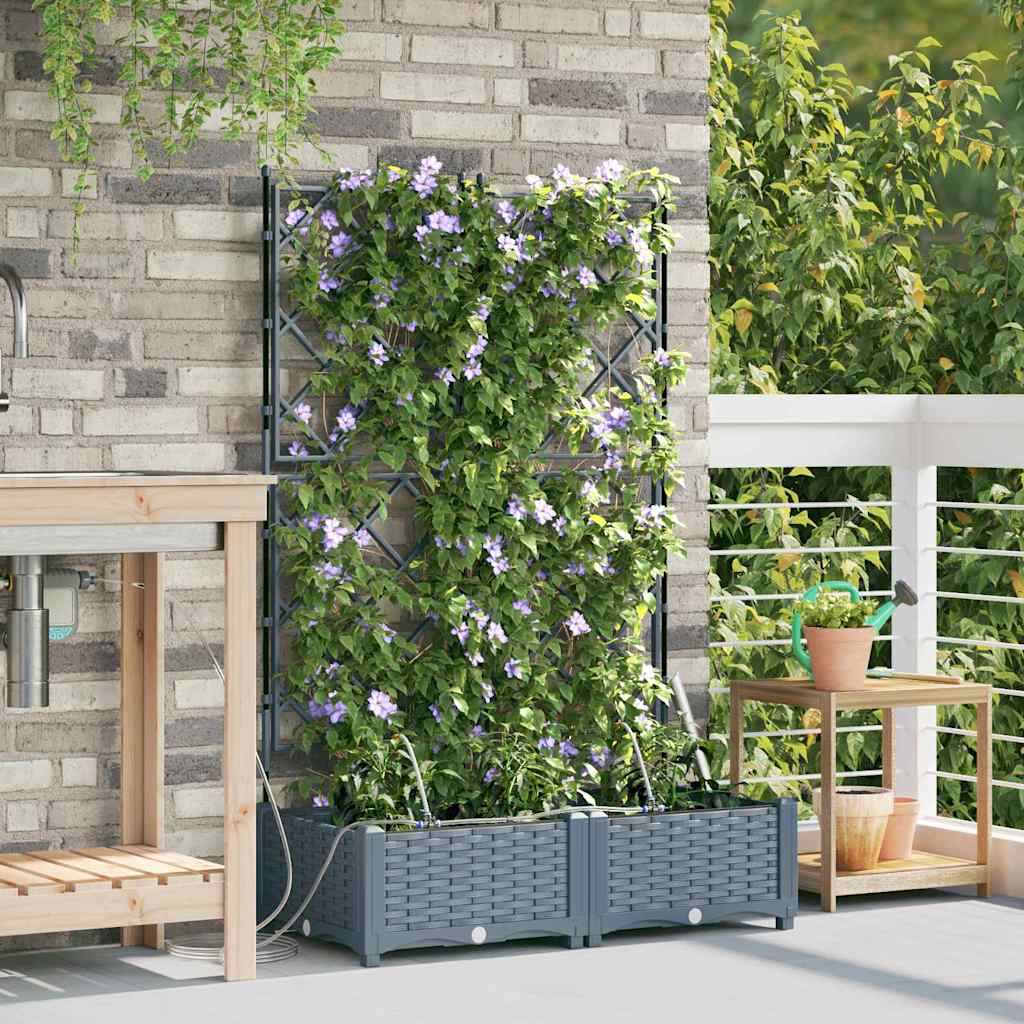 Trädgårdsplanterare 2 pcs Ljusgrå 80 x 40 x 126 cm Plast