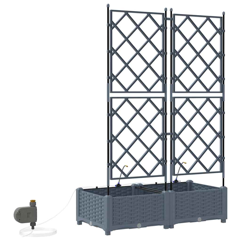 Trädgårdsplanterare 2 pcs Ljusgrå 80 x 40 x 126 cm Plast