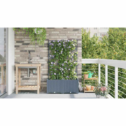 Trädgårdsplanterare 2 pcs Ljusgrå 80 x 40 x 142 cm Plast