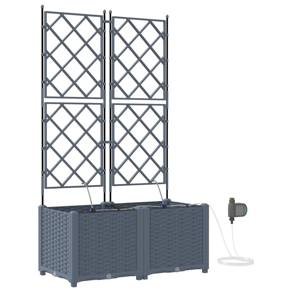 Trädgårdsplanterare 2 pcs Ljusgrå 80 x 40 x 142 cm Plast